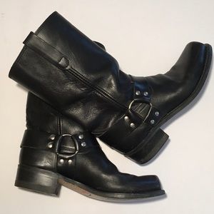 Vintage Black Harness Moto Boots Mens 8.5 D